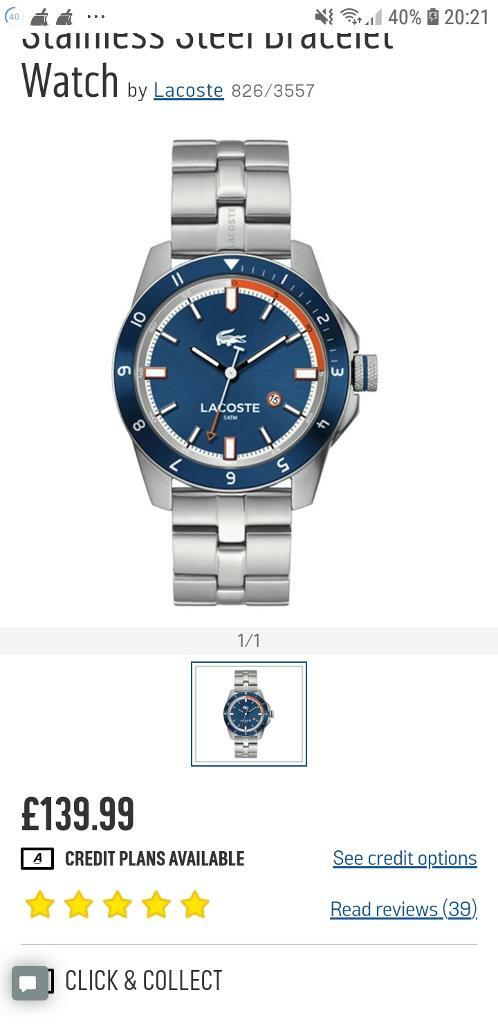 argos mens lacoste watch